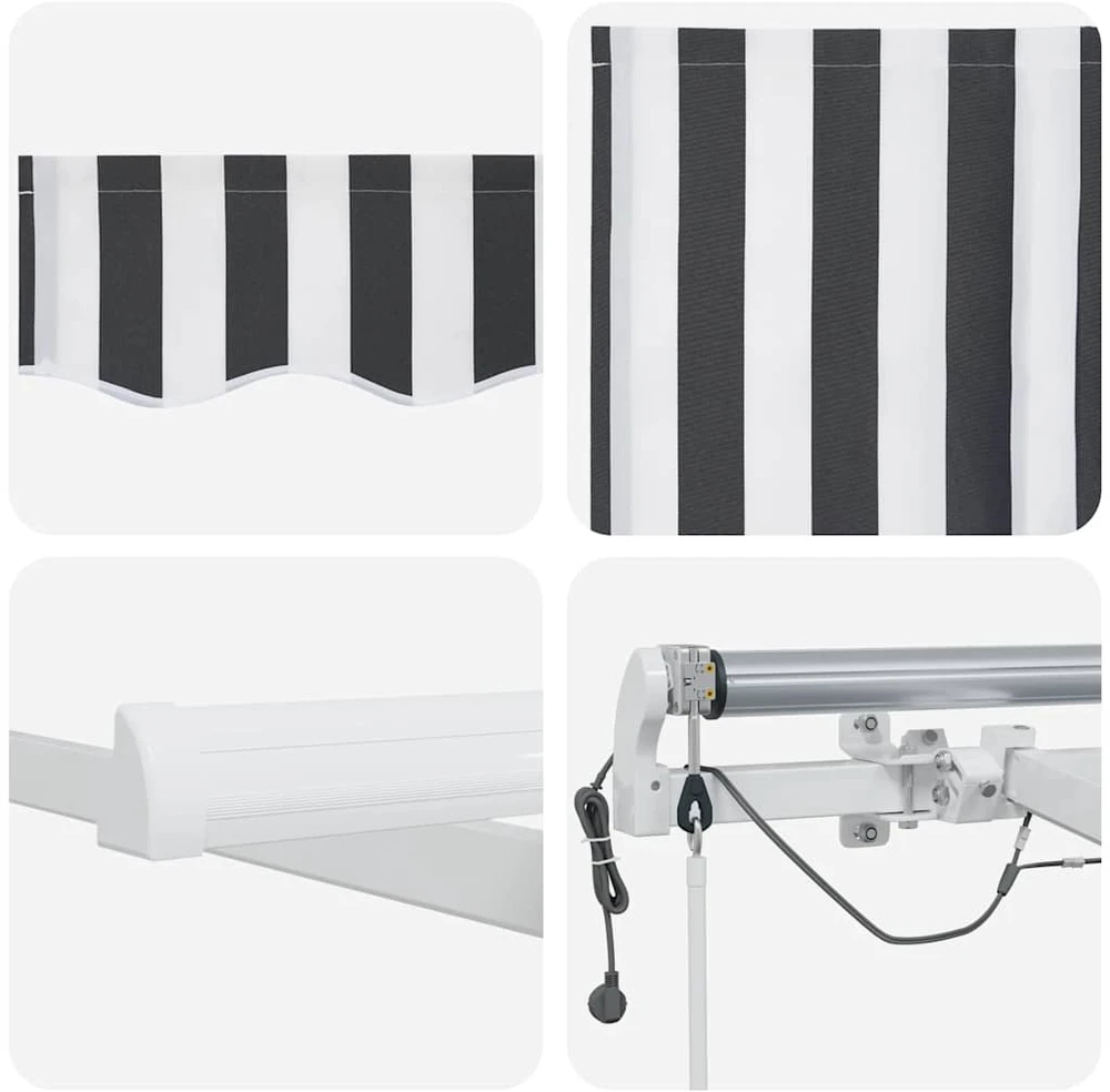 Automatinė ištraukiama markizė su LED, antracito ir baltos spalvos, 600x300 cm