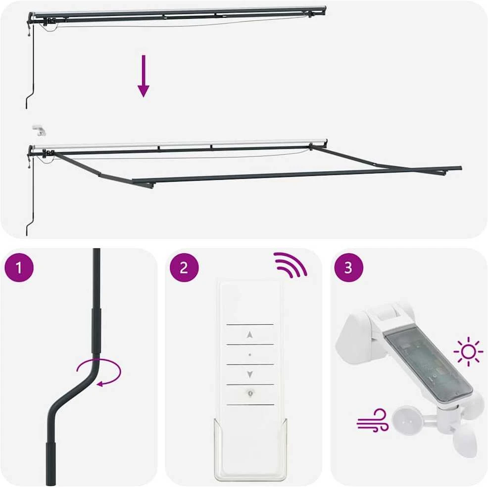 Automatinė ištraukiama markizė su LED, bordo spalvos, 450x300cm