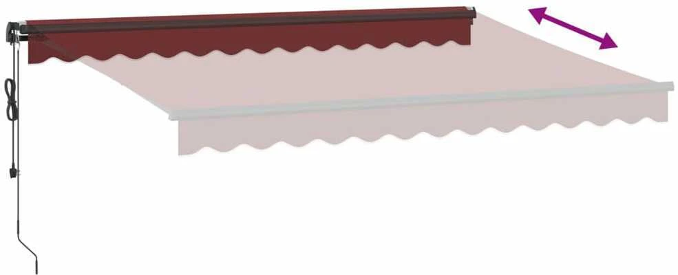Automatinė ištraukiama markizė su LED, bordo spalvos, 350x250cm