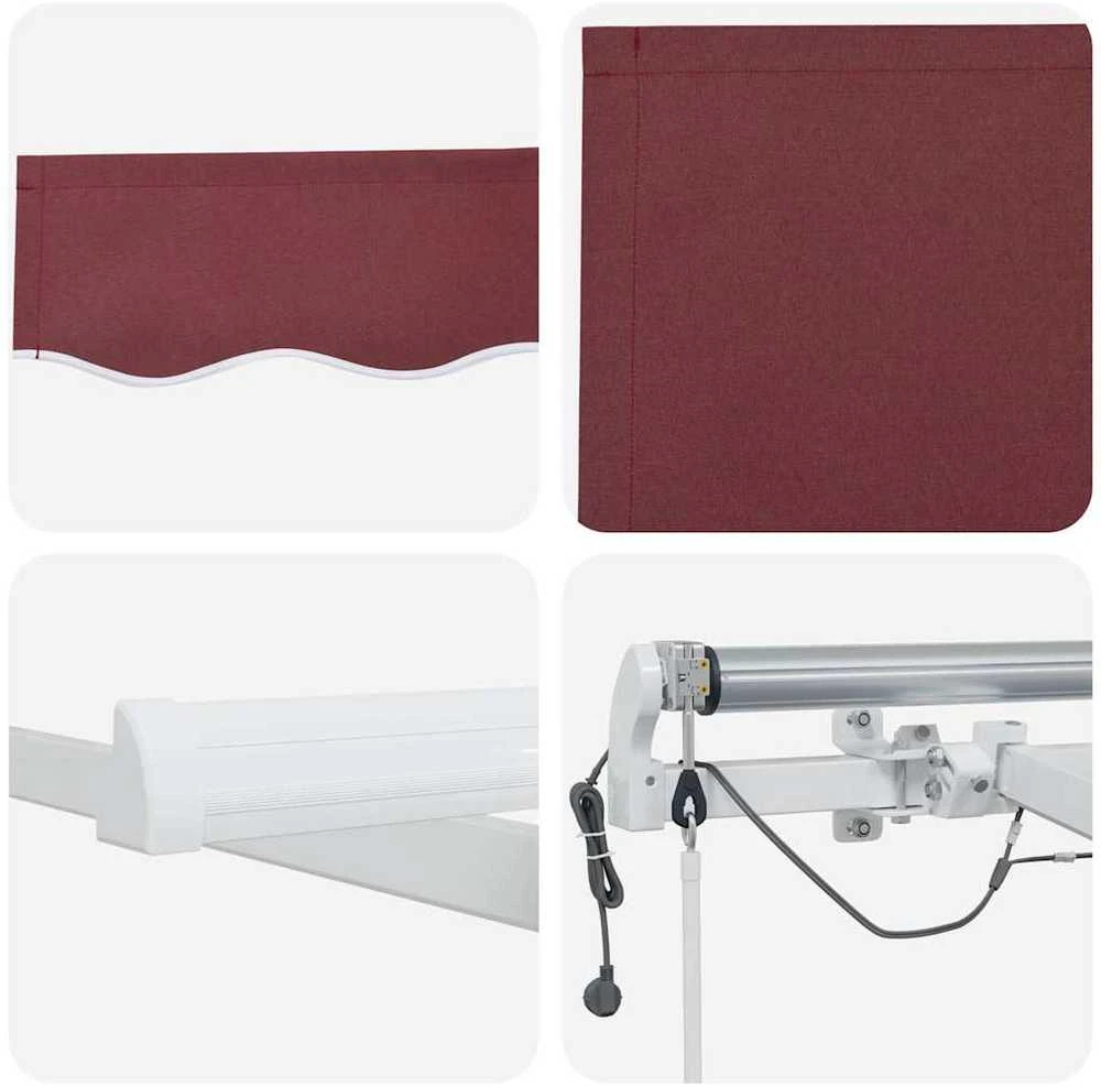 Automatinė ištraukiama markizė su LED, bordo spalvos, 600x300cm
