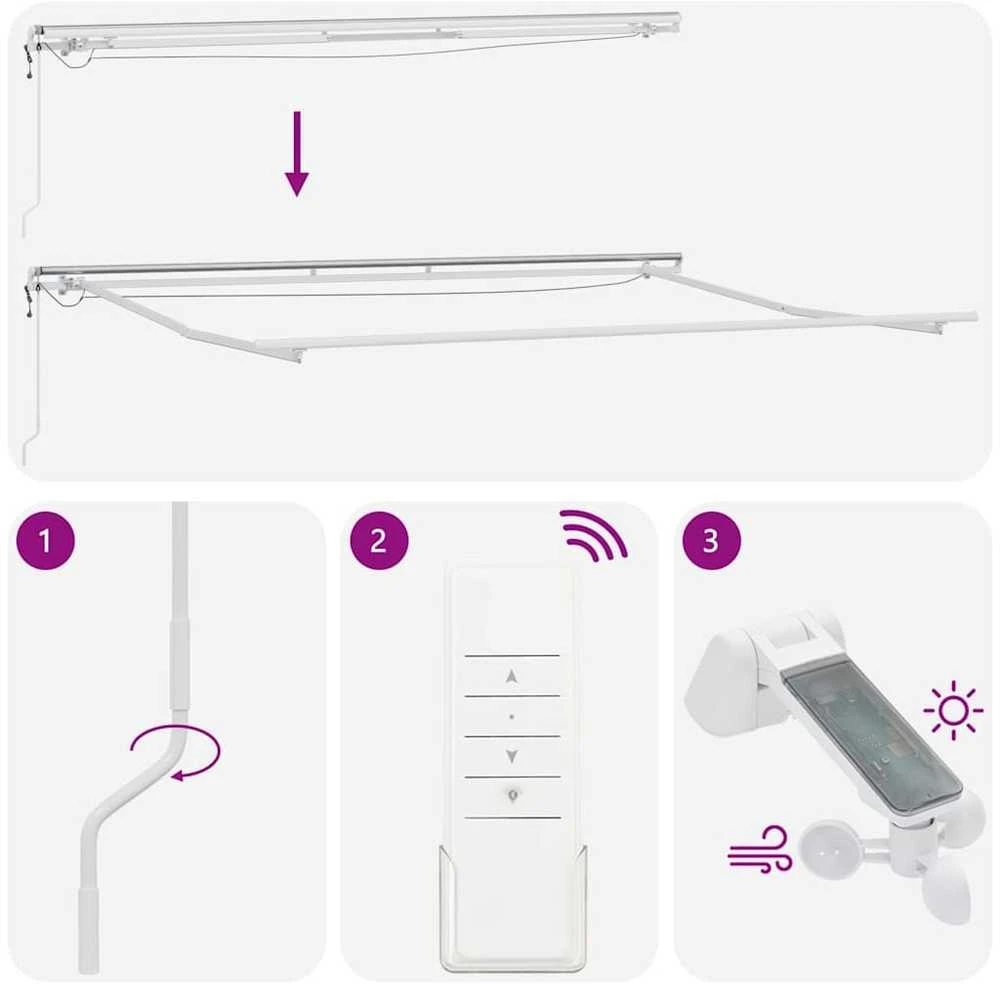 Automatinė ištraukiama markizė su LED, bordo spalvos, 500x300cm