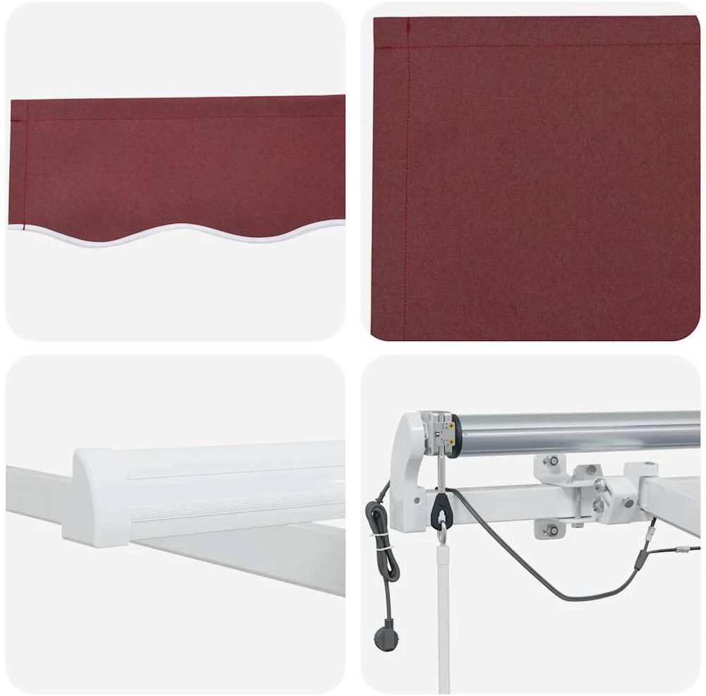 Automatinė ištraukiama markizė su LED, bordo spalvos, 600x300cm