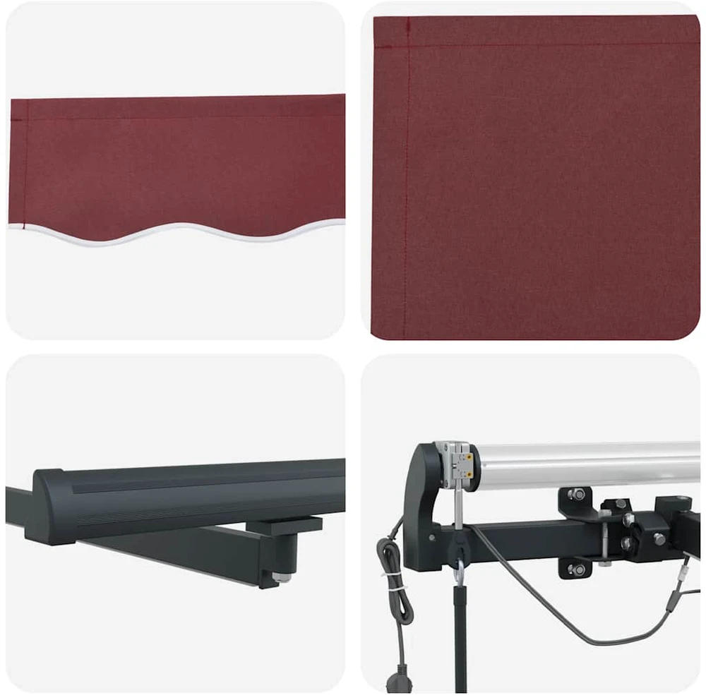 Automatinė ištraukiama markizė su LED, bordo spalvos, 450x300cm