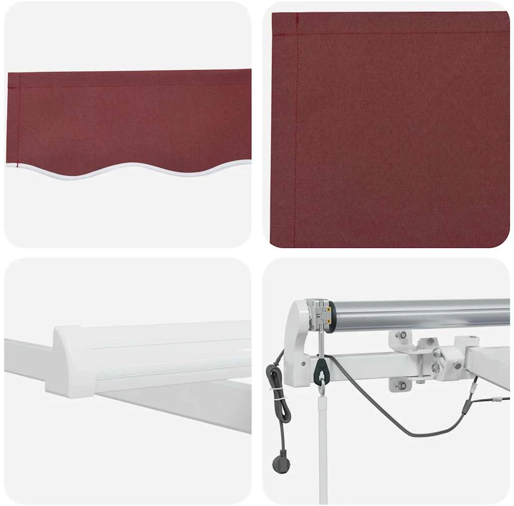 Automatinė ištraukiama markizė su LED, bordo spalvos, 300x250cm