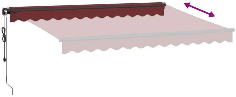 Automatinė ištraukiama markizė su LED, bordo spalvos, 350x250cm