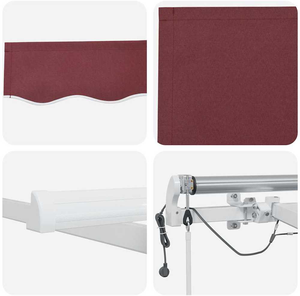 Automatinė ištraukiama markizė su LED, bordo spalvos, 400x300cm