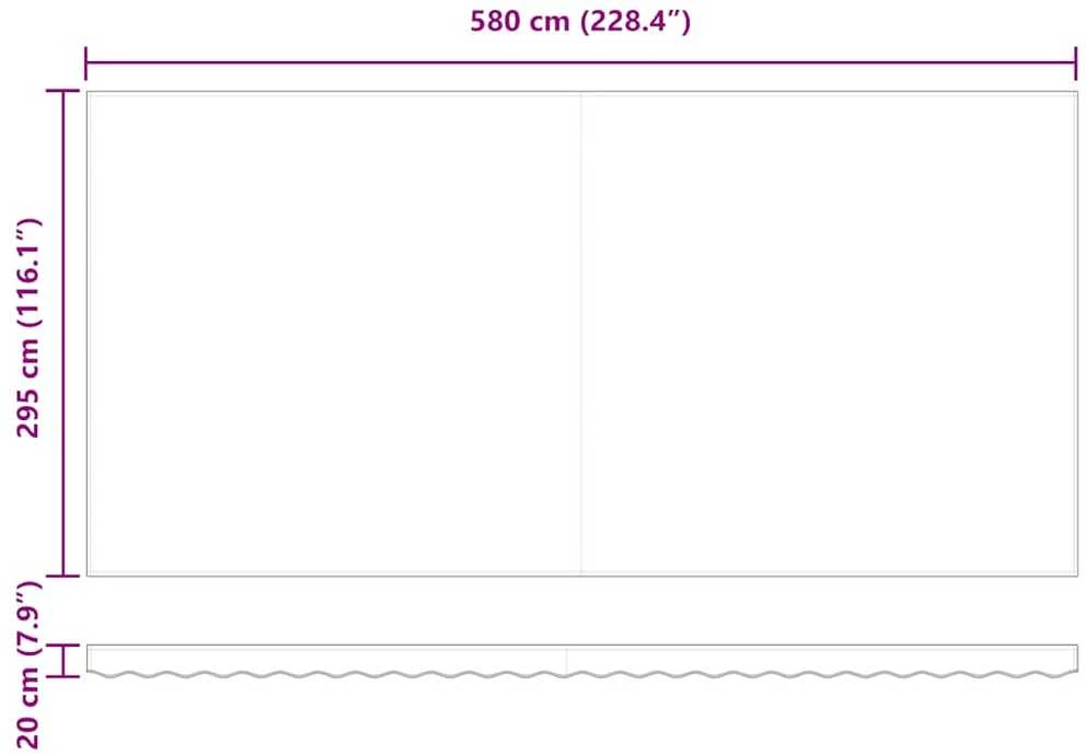 Automatinė ištraukiama markizė su LED, bordo spalvos, 600x300cm