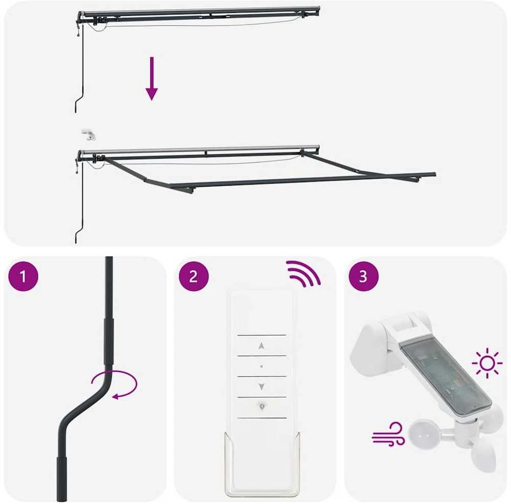 Automatinė ištraukiama markizė su LED, bordo spalvos, 300x250cm
