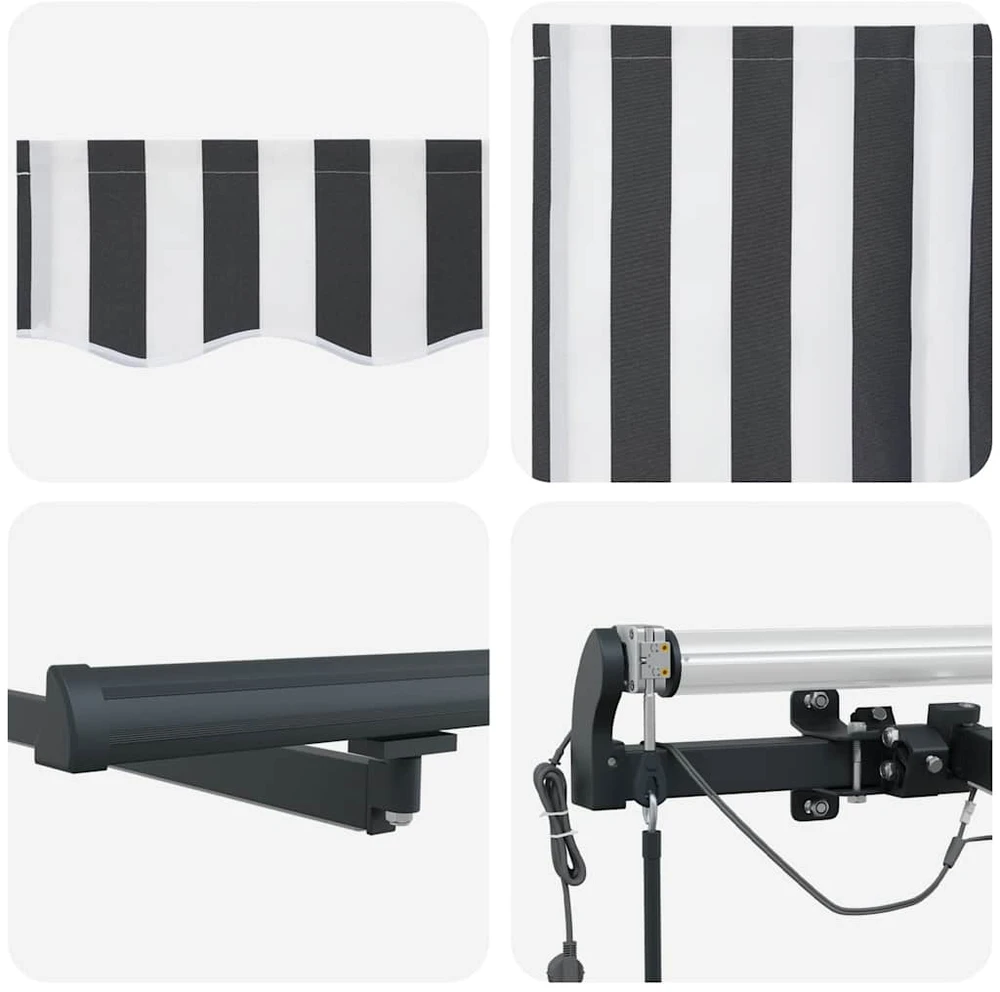 Automatinė ištraukiama markizė su LED lemputėmis, antracito ir baltos spalvos, 600x300 cm