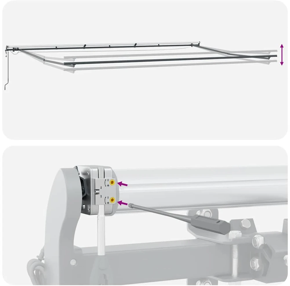 Automatinė ištraukiama markizė su LED lemputėmis, antracito ir baltos spalvos, 600x300 cm