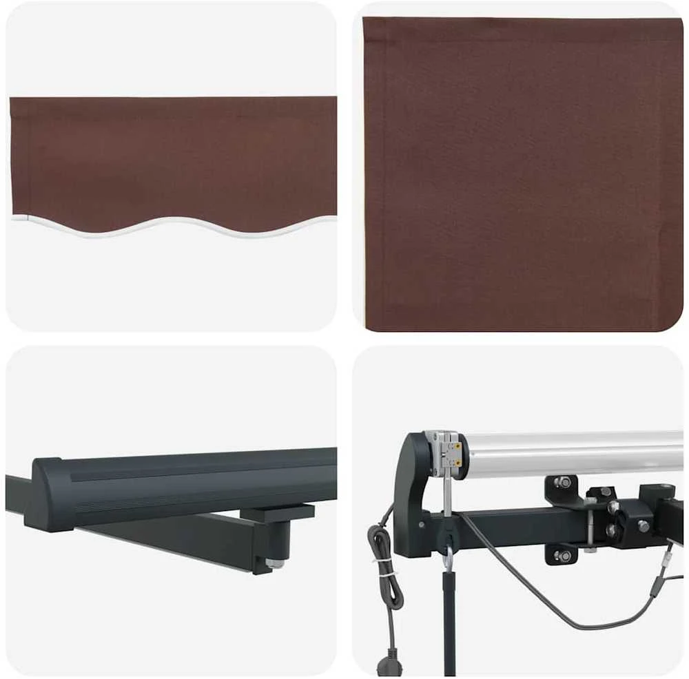 Automatinė ištraukiama markizė su LED, ruda, 450x300cm