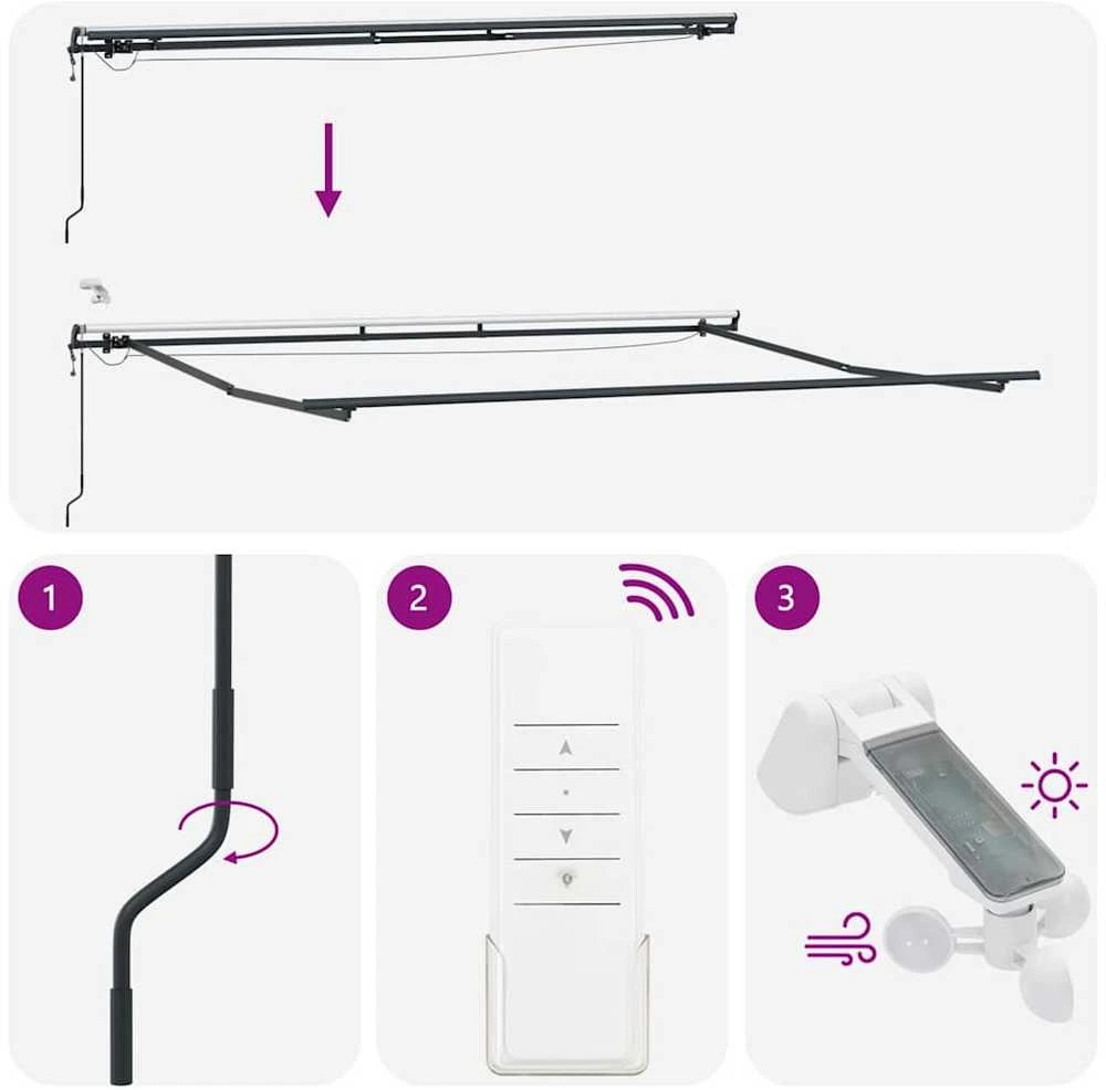 Automatinė ištraukiama markizė su LED, ruda, 450x300cm