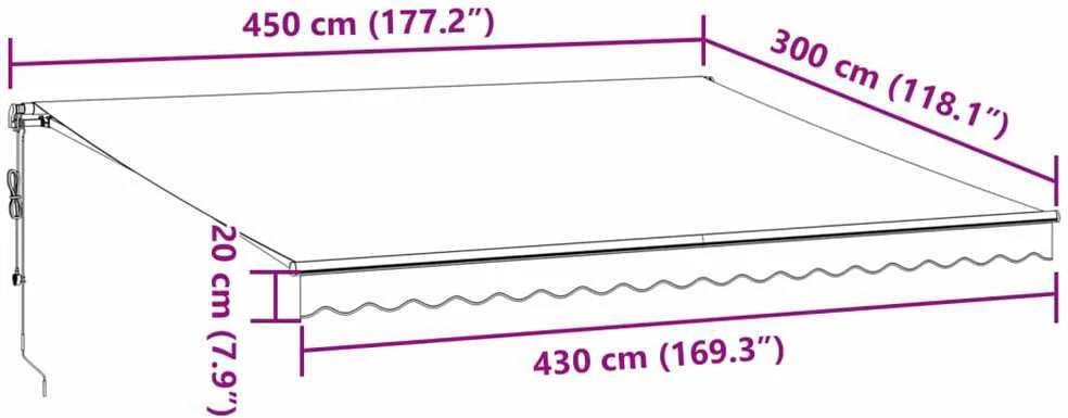 Automatinė ištraukiama markizė su LED, ruda, 450x300cm
