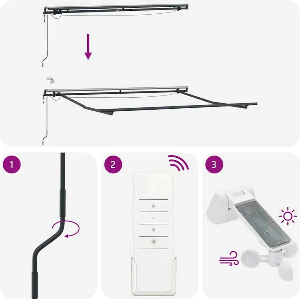 Automatinė ištraukiama markizė su LED, ruda, 300x250cm