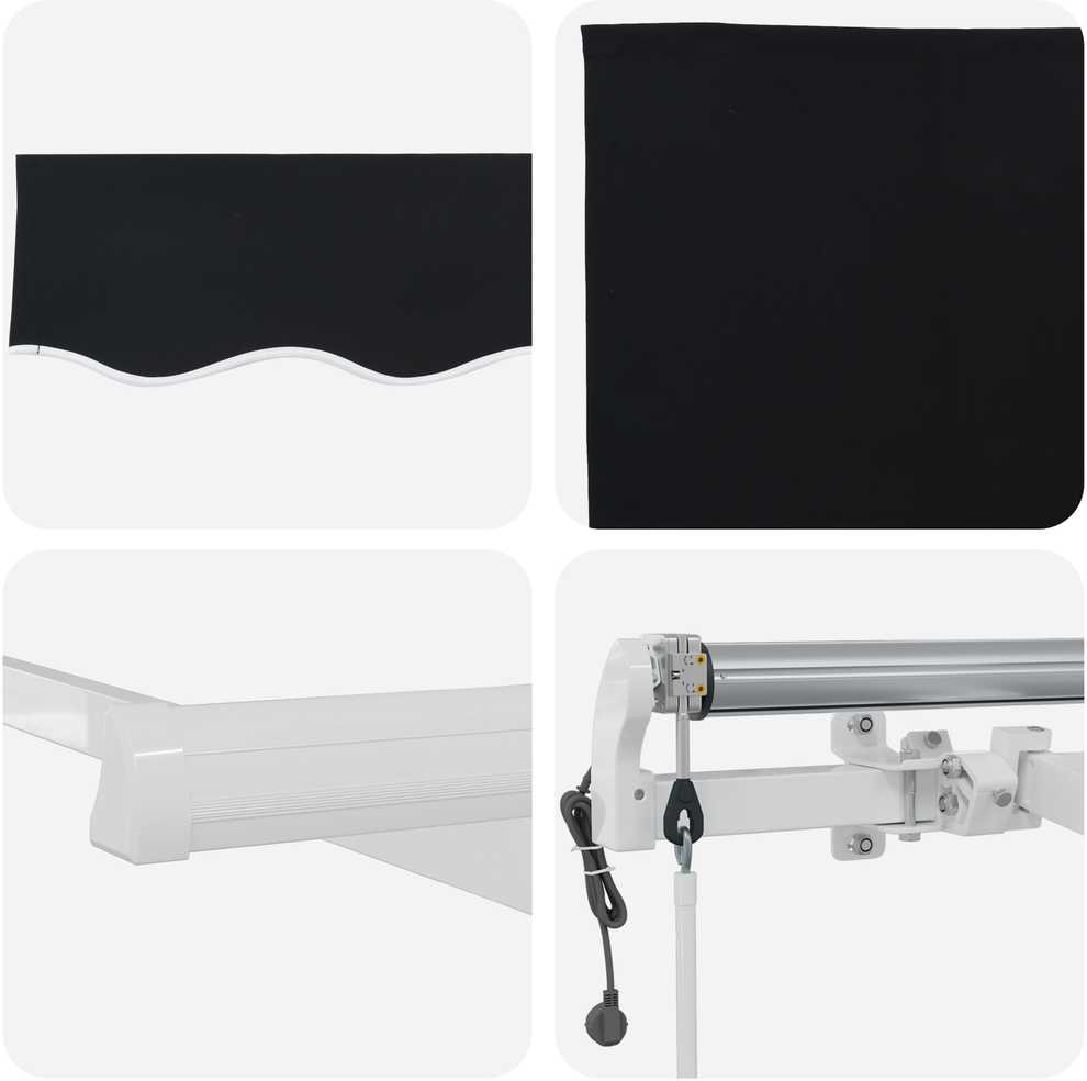 Ištraukiama markizė Juoda 350 x 250 cm Audinys ir aliuminis