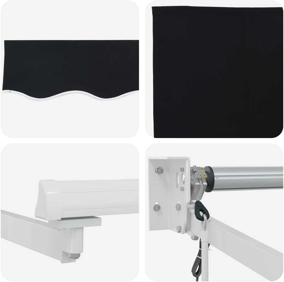 Ištraukiama markizė Juoda 350 x 250 cm Poliesteris ir Metalas