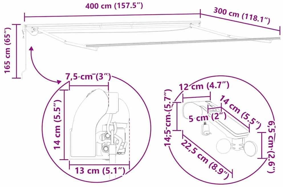 Ištraukiama markizė oranžinė ir ruda 400 × 300 cm Poliesteris