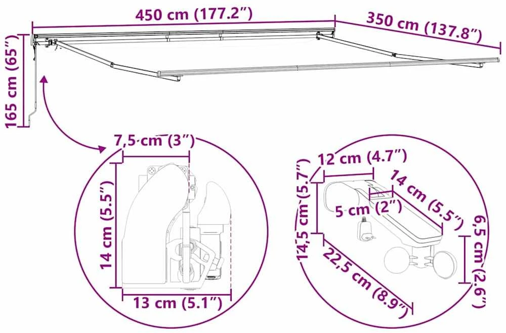 Ištraukiama markizė Žalia ir balta 450 × 350 cm Poliesteris