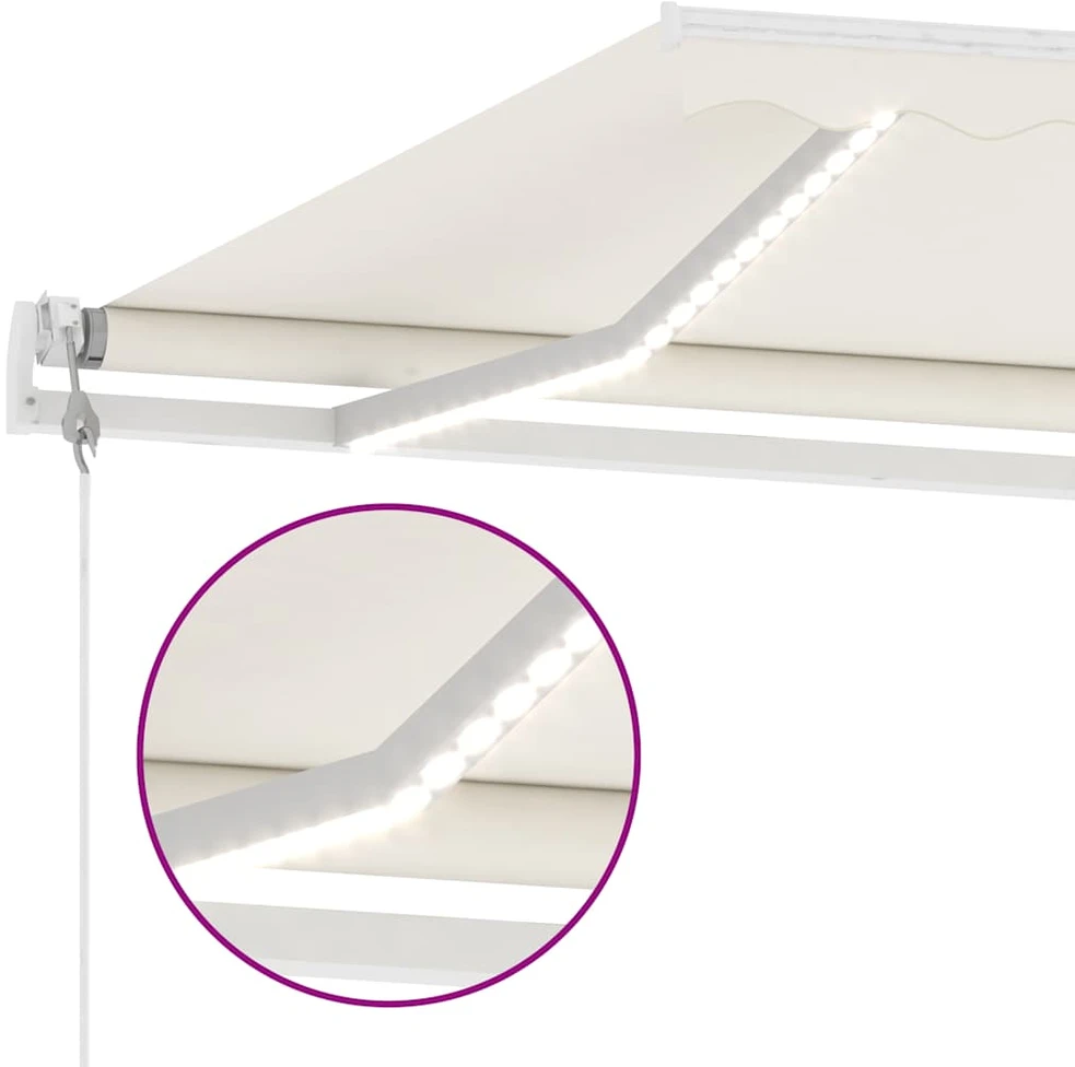 Automatinė markizė su LED/vėjo jutikliu, kreminė, 600x300cm