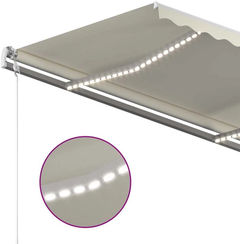 Automatinė markizė su LED/vėjo jutikliu, kreminė, 350x250cm