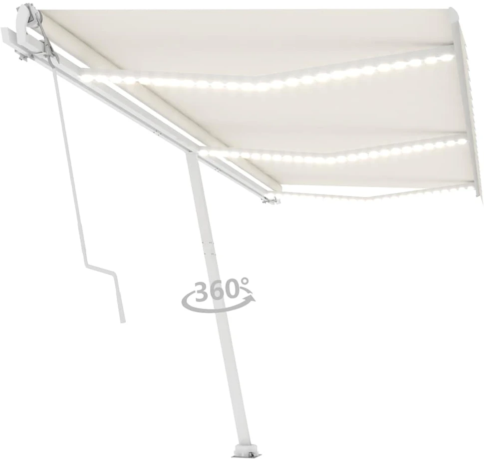 Automatinė markizė su LED/vėjo jutikliu, kreminė, 600x300cm