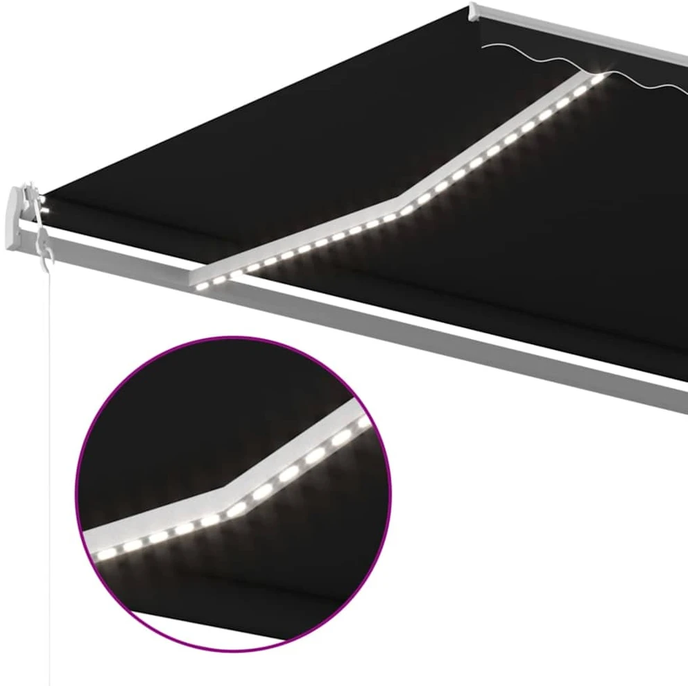 Automatinė markizė su LED/vėjo jutikliu, antracito, 500x350cm