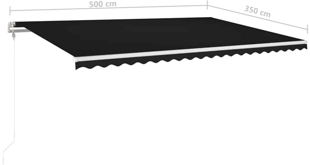 Automatinė markizė su LED/vėjo jutikliu, antracito, 500x350cm