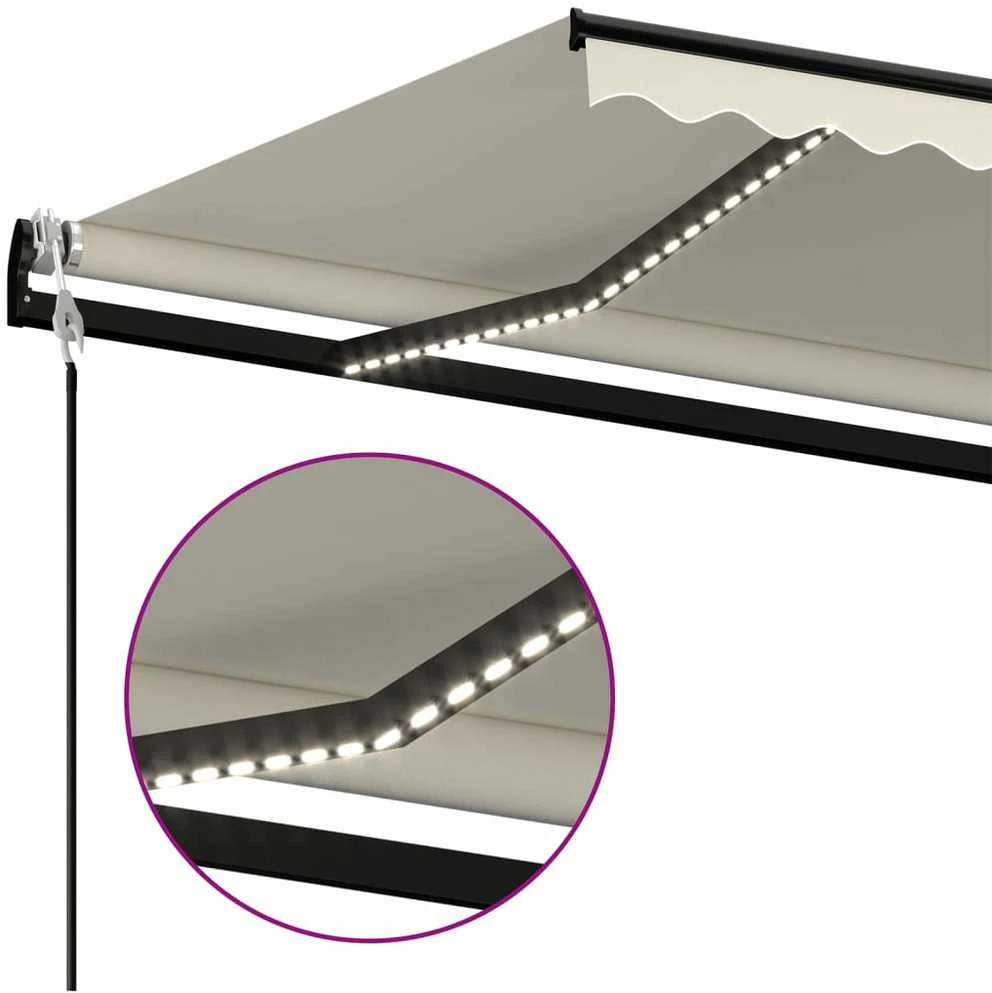 Automatinė markizė su LED/vėjo jutikliu, kreminė, 400x350cm
