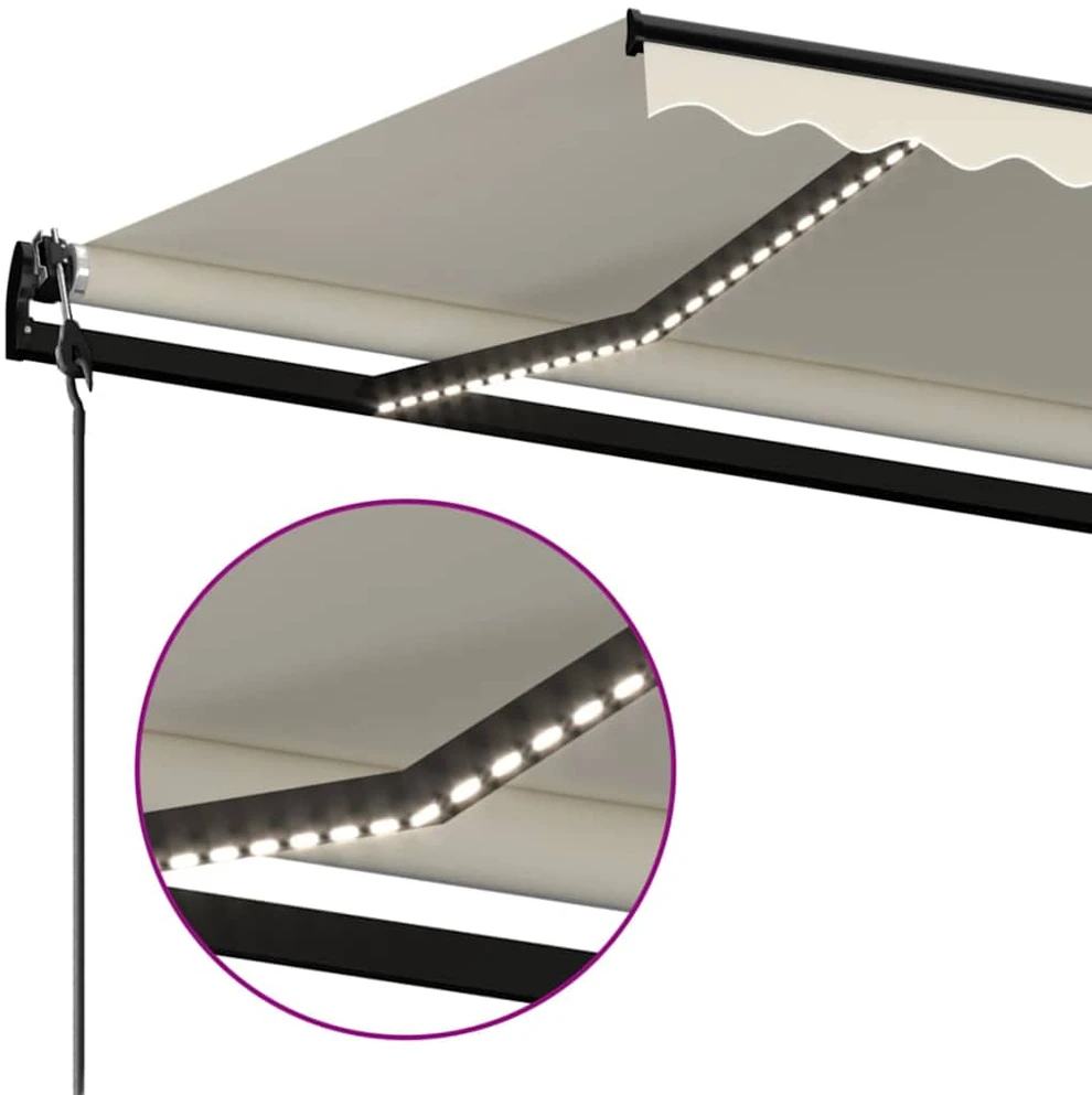 Automatinė markizė su LED/vėjo jutikliu, kreminė, 450x350cm