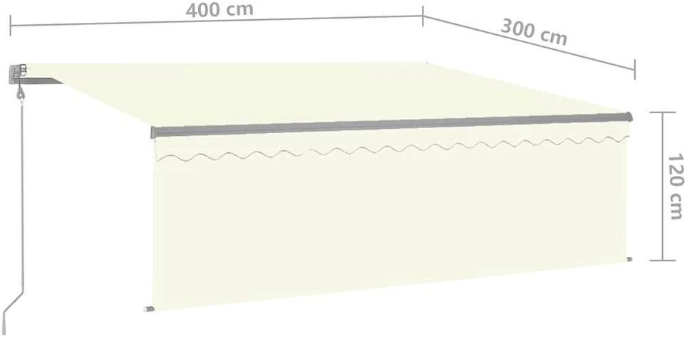 Automatinė markizė su uždanga/LED/vėjo jutikliu, kreminė, 4x3m