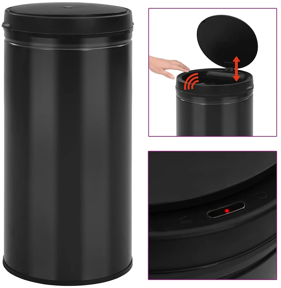 Automatinė šiukšliadėžė su jutikliu, juoda, plienas, 70l
