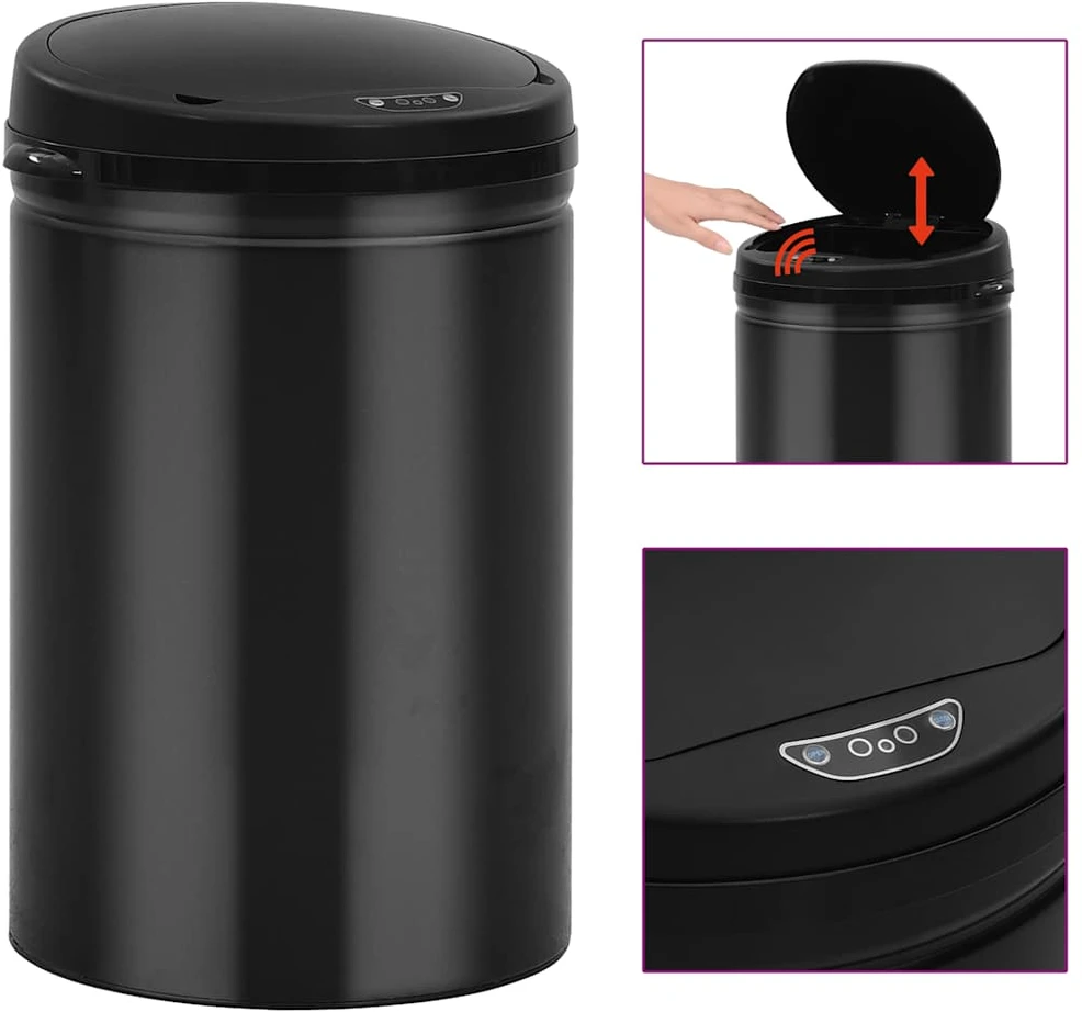 Automatinė šiukšliadėžė su jutikliu, juoda, plienas, 30l