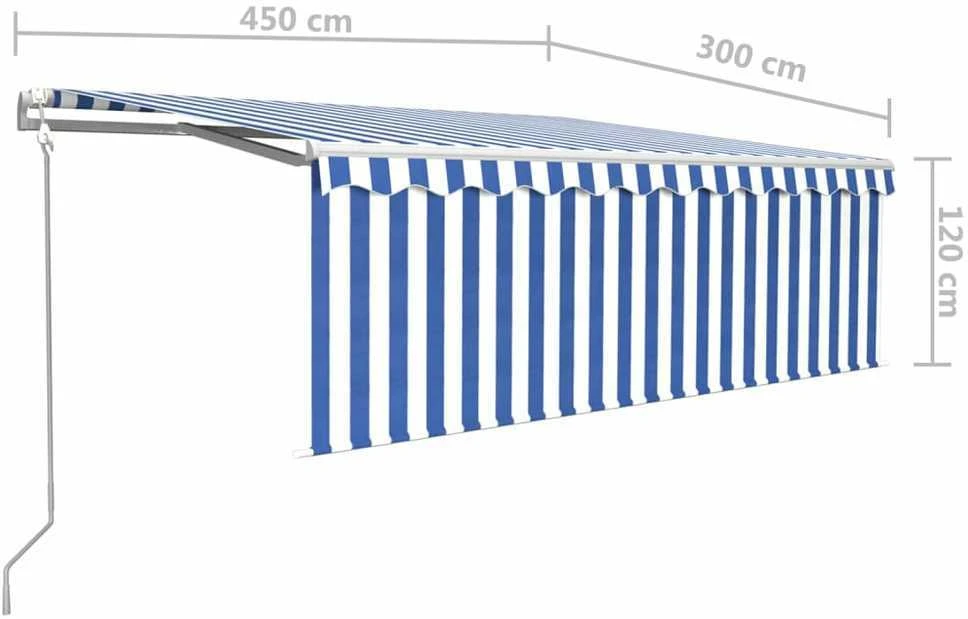 Automatiniu būdu ištraukiama markizė, mėlyna ir balta, 4,5x3m