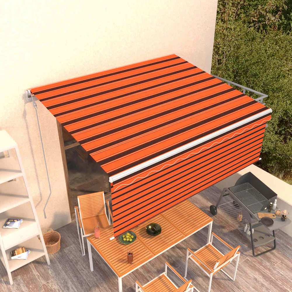 Automatiniu būdu ištraukiama markizė, oranžinė ir ruda, 4,5x3m