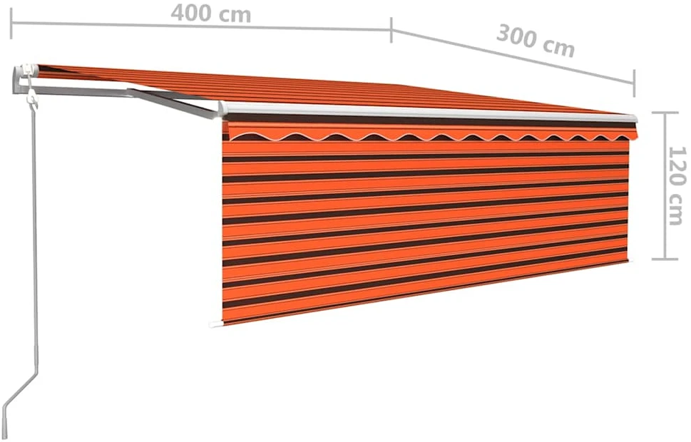 Automatiniu būdu ištraukiama markizė, oranžinė ir ruda, 4x3m