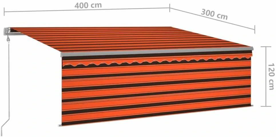 Automatiniu būdu ištraukiama markizė, oranžinė ir ruda, 4x3m