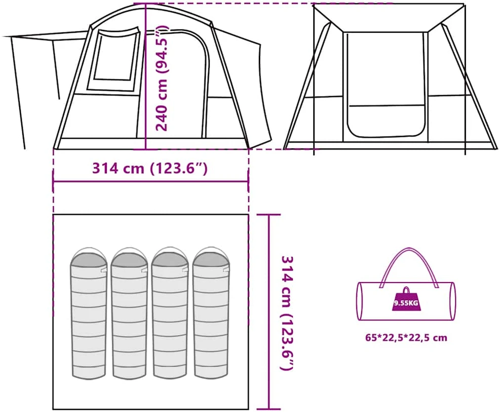 Automobilinė palapinė, mėlyna, keturvietė, atspari vandeniui