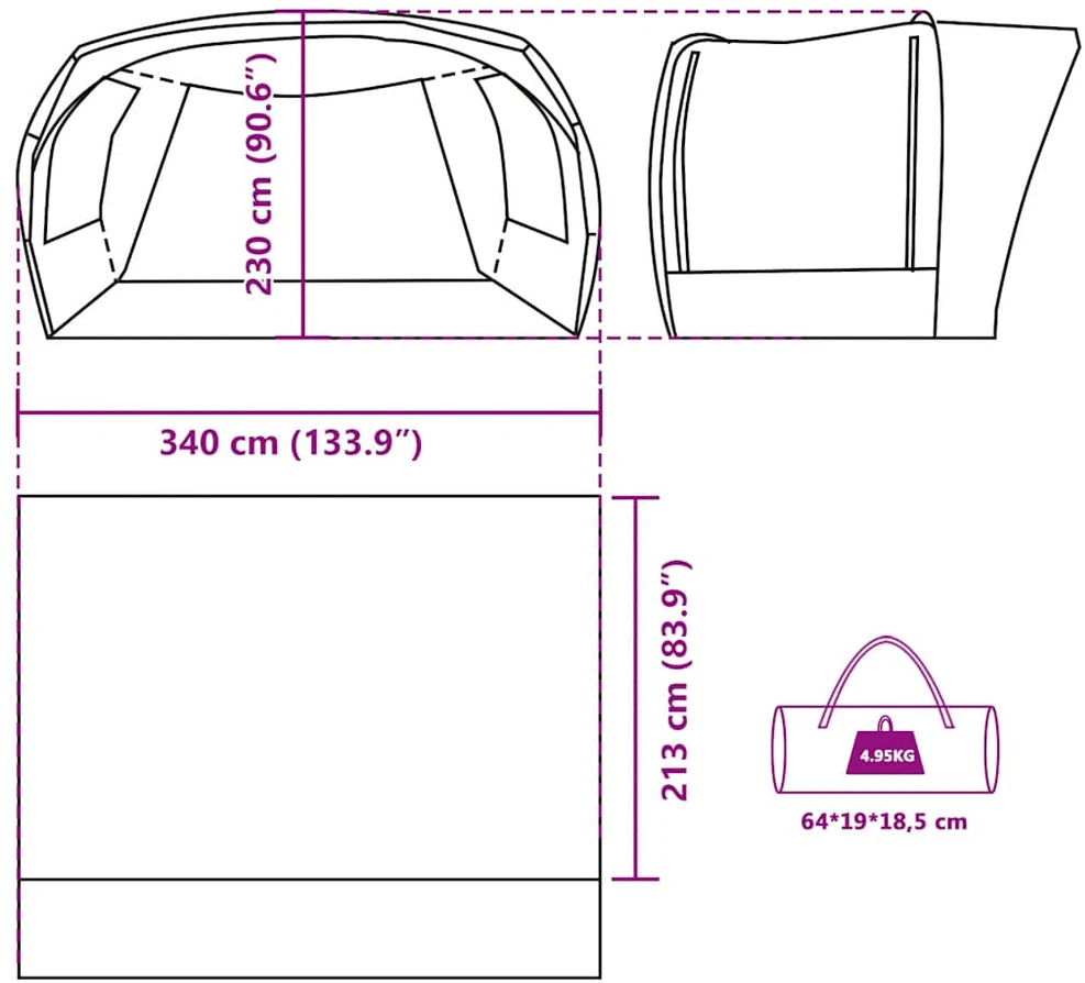 Automobilinė palapinė, mėlynos spalvos, atspari vandeniui