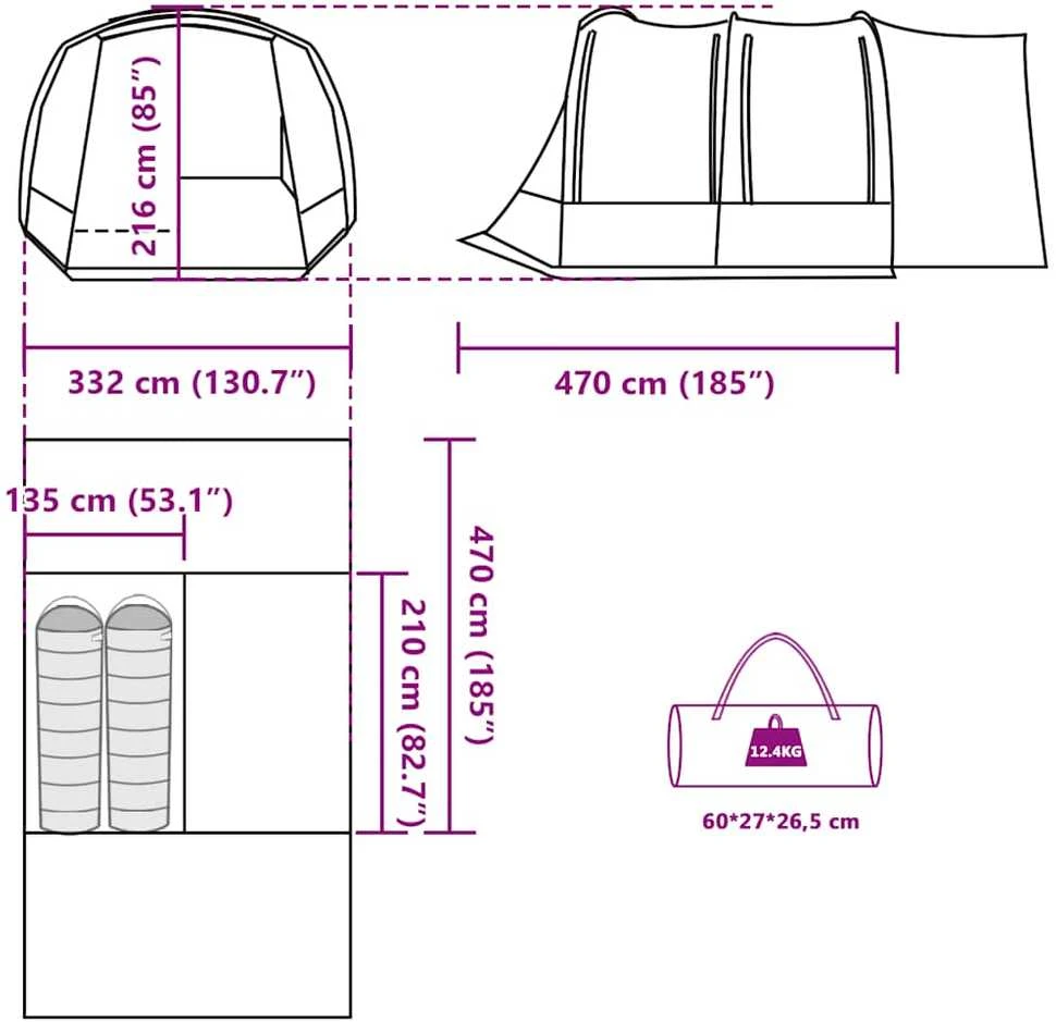 Automobilinė palapinė, pilka/oranžinė, dvivietė