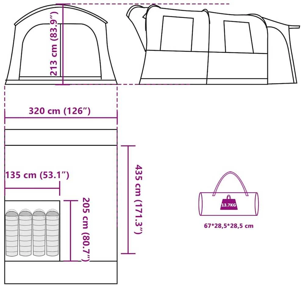 Automobilinė palapinė, pilka/oranžinė, keturvietė