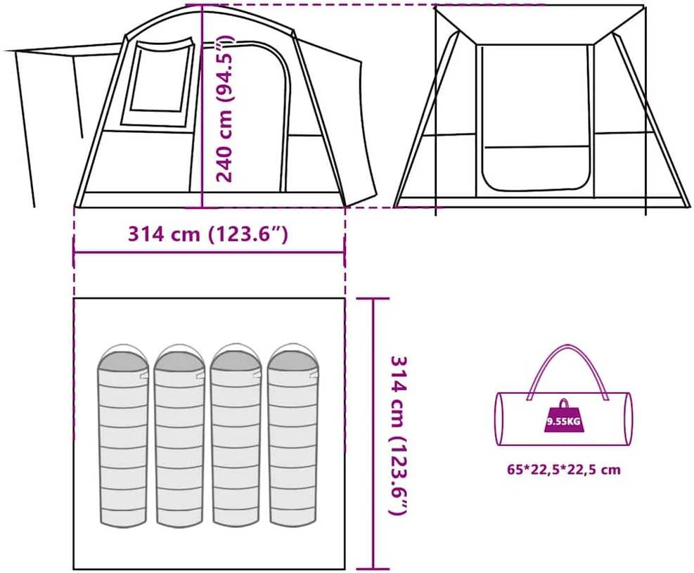 Automobilinė palapinė, pilka/oranžinė, keturvietė