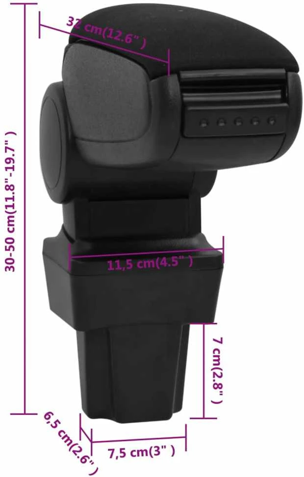 Automobilio porankis, juodos spalvos, 11,5x32x(30–50)cm, ABS