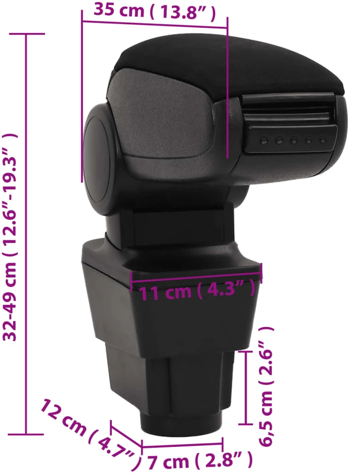 Automobilio porankis, juodos spalvos, 11x35x(32–49)cm, ABS