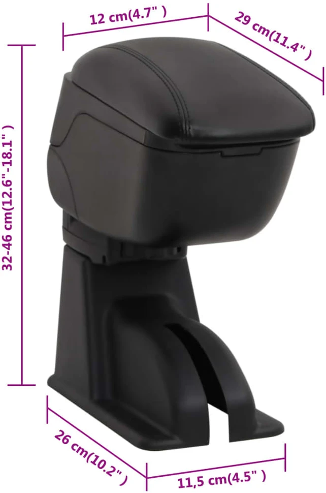 Automobilio porankis, juodos spalvos, 12x29x(32-46)cm, ABS