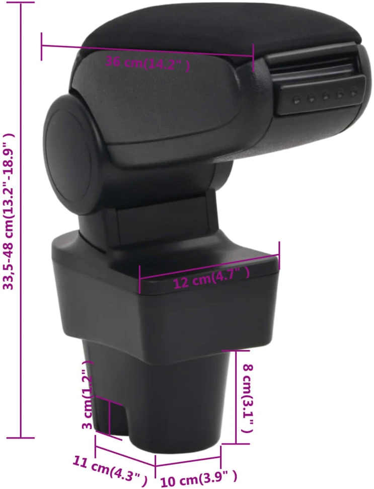 Automobilio porankis, juodos spalvos, 12x36x(33,5–48)cm, ABS