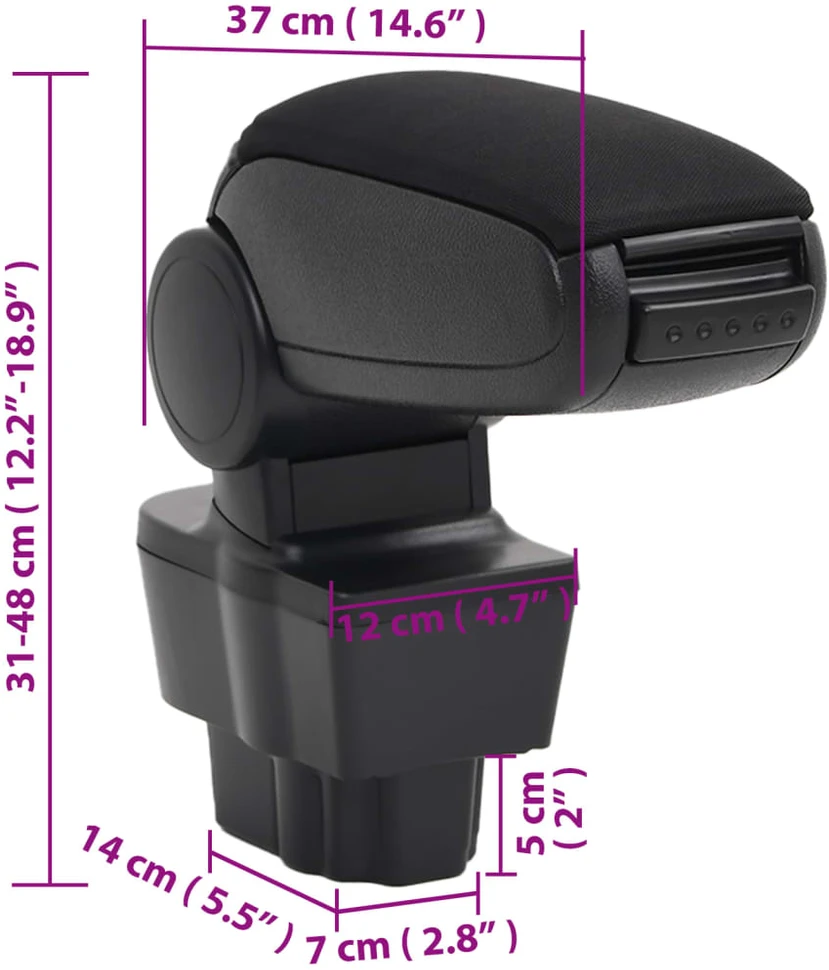 Automobilio porankis, juodos spalvos, 12x37x(31–48)cm, ABS