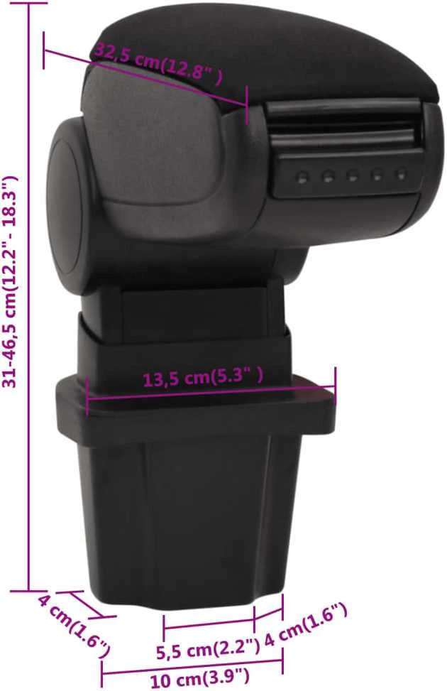 Automobilio porankis, juodos spalvos, 13,5x32,5x(31-46,5)cm ABS