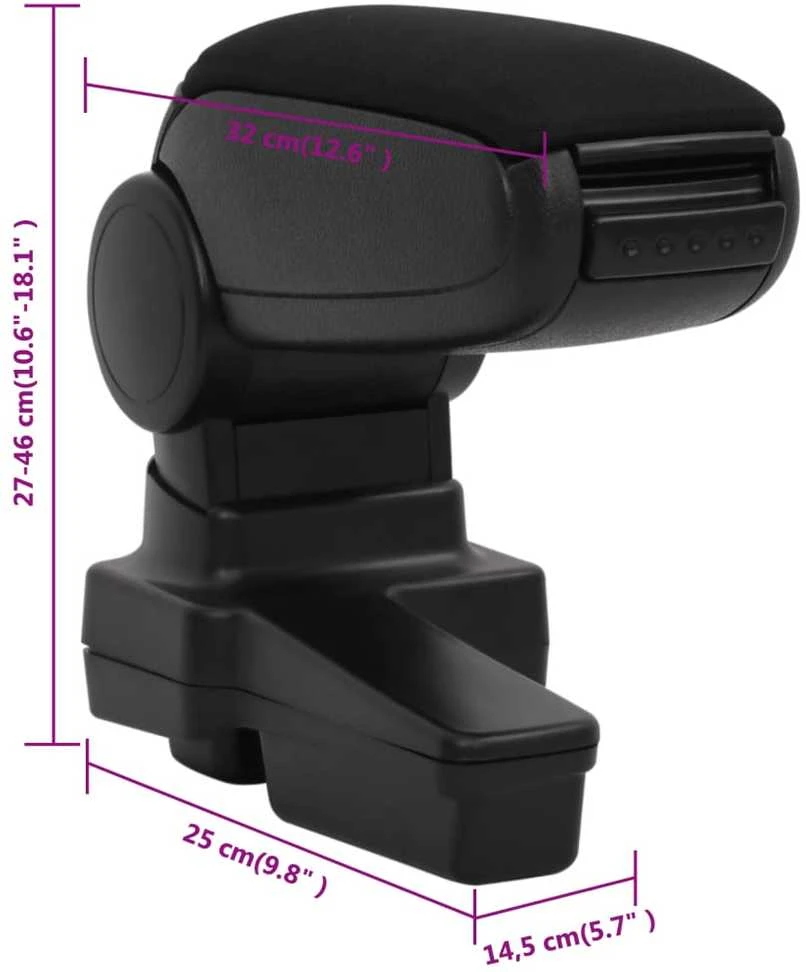Automobilio porankis, juodos spalvos, 14,5x32x(27–46)cm, ABS