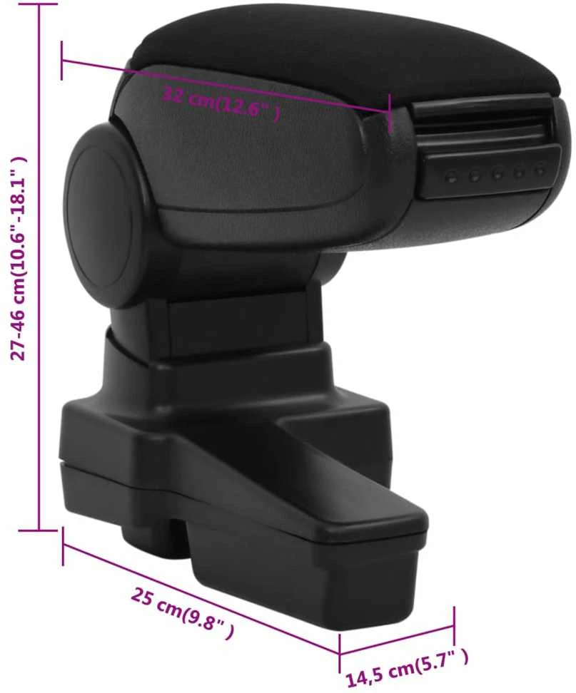 Automobilio porankis, juodos spalvos, 14,5x32x(27–46)cm, ABS