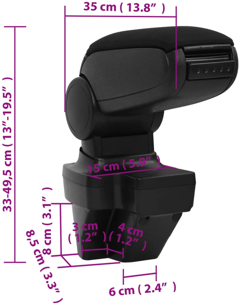 Automobilio porankis, juodos spalvos, 15x35x(33–49,5)cm, ABS